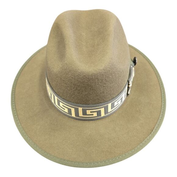 MEN'S BRUNO CAPELO WESLEY OLIVE/ GOLD WIDE BRIM PINCH FRONT FEDORA HAT. WE-976 - Picture 5 of 8